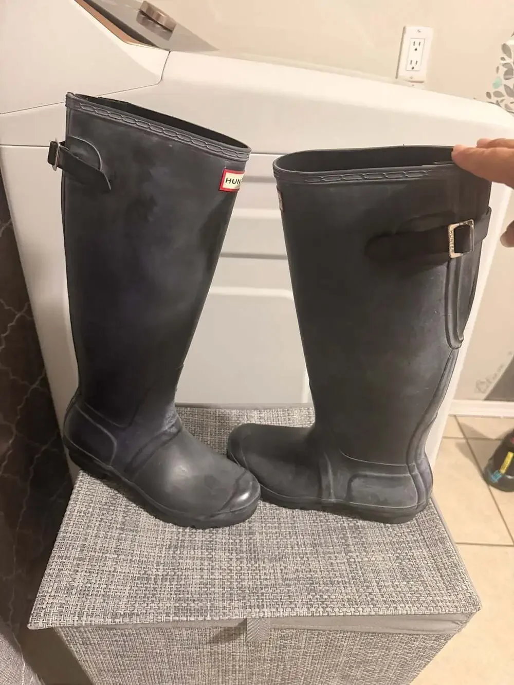 Hunter Original Tall Matte Rain Boots Dark Slate Gray Size US 9